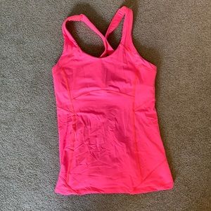 Lulu lemon work out top with sports bra built in (cups removed). Bright pink!